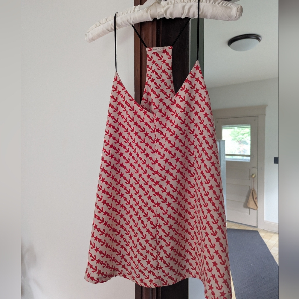 Audrey - Red and White Anchors Sleeveless Top